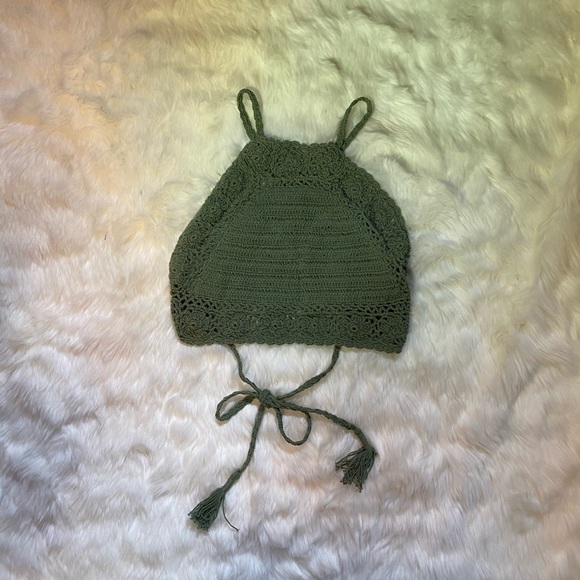 Crochet Bikini or Halter Top - Olive - Picture 6 of 6